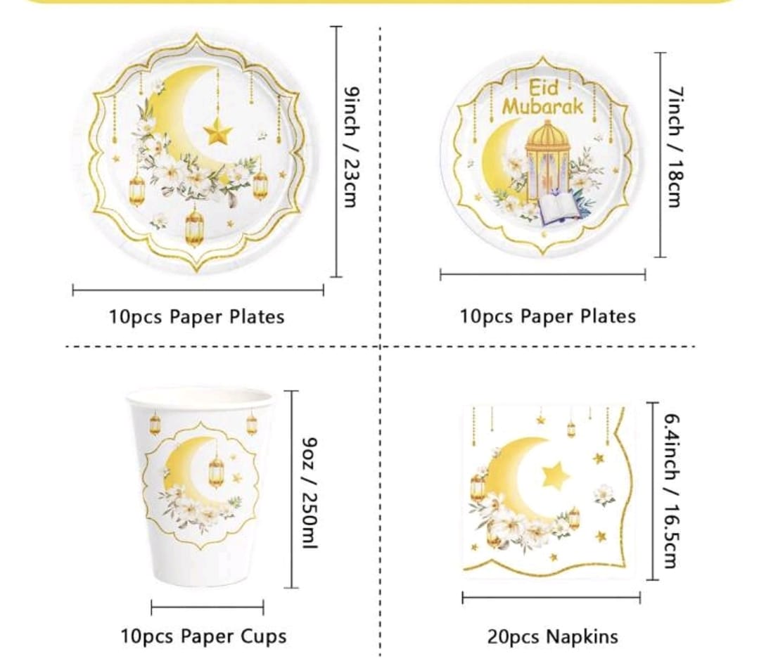 Eid mubarak floral tableware