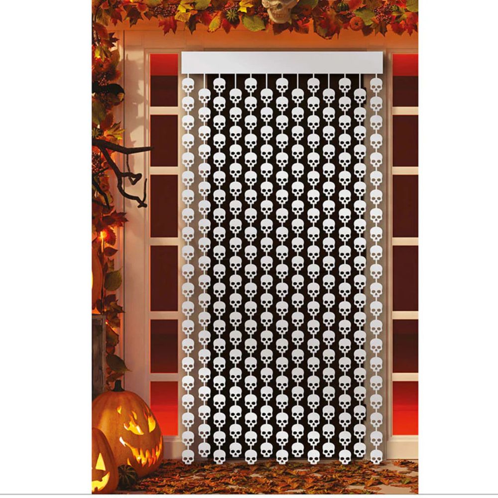 Door Spooky Scary Curtain Skull White 100X200 CM