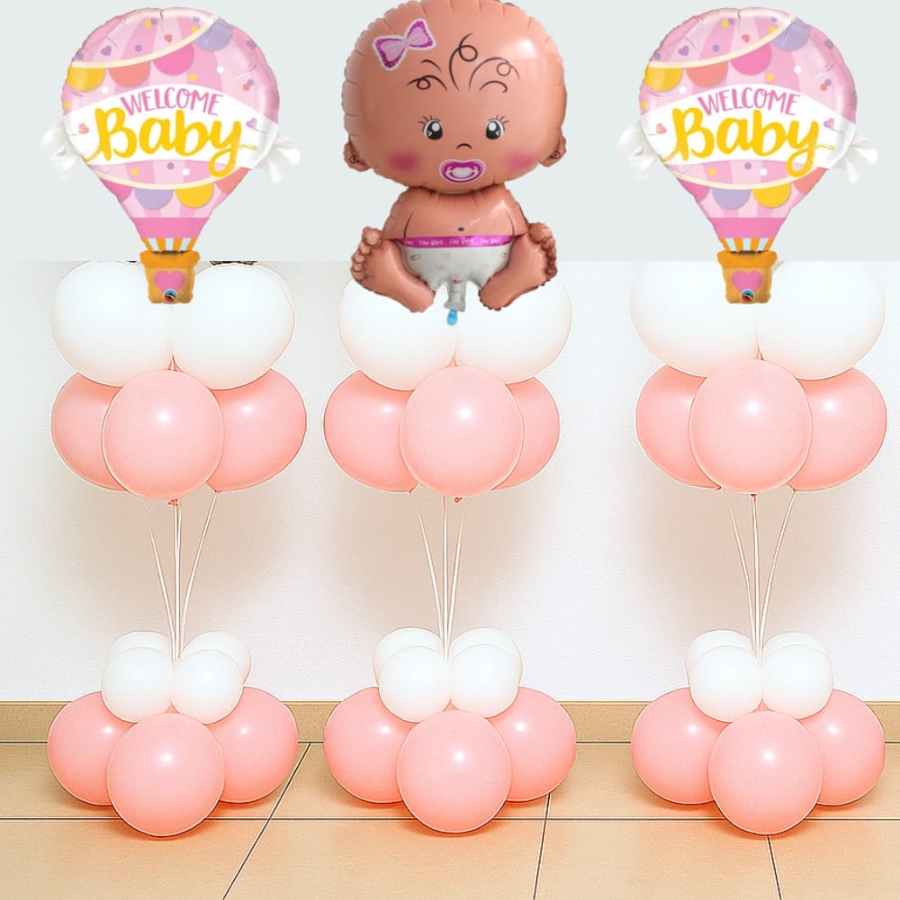Welcome baby girl helium bunch
