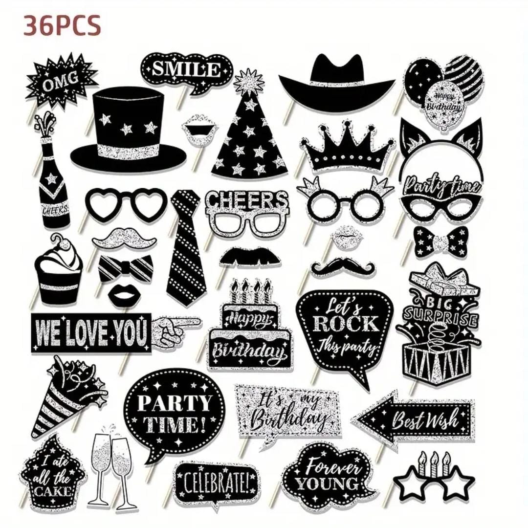 Black Silver Photo Props