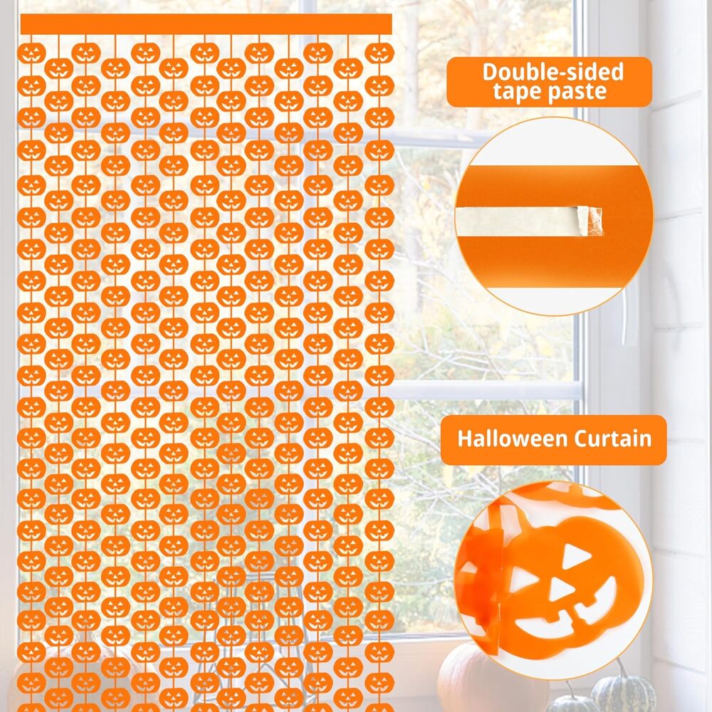 Foil Fringe Curtains Pumpkin Wall Decor