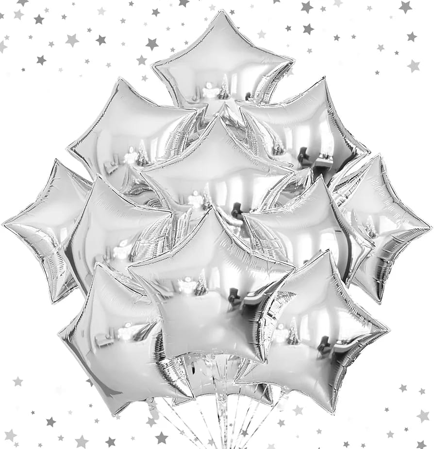 Silver Star Foil Balloons 18 Inches
