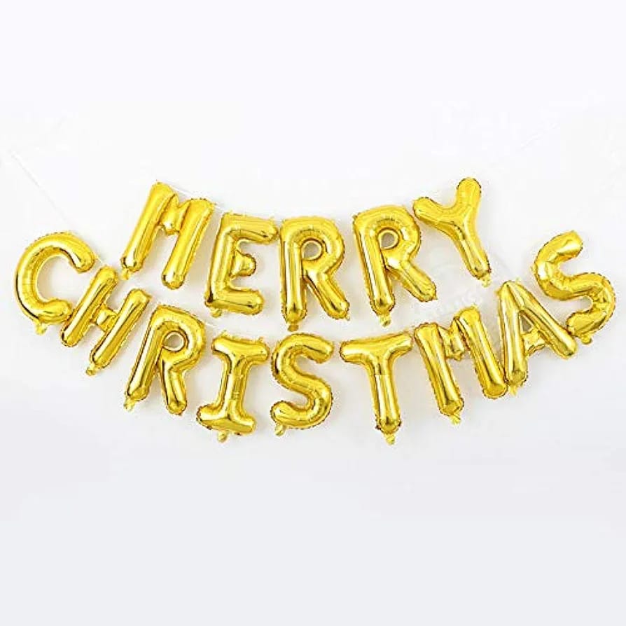 Merry Christmas Gold Foil Text Banner - Non Inflated