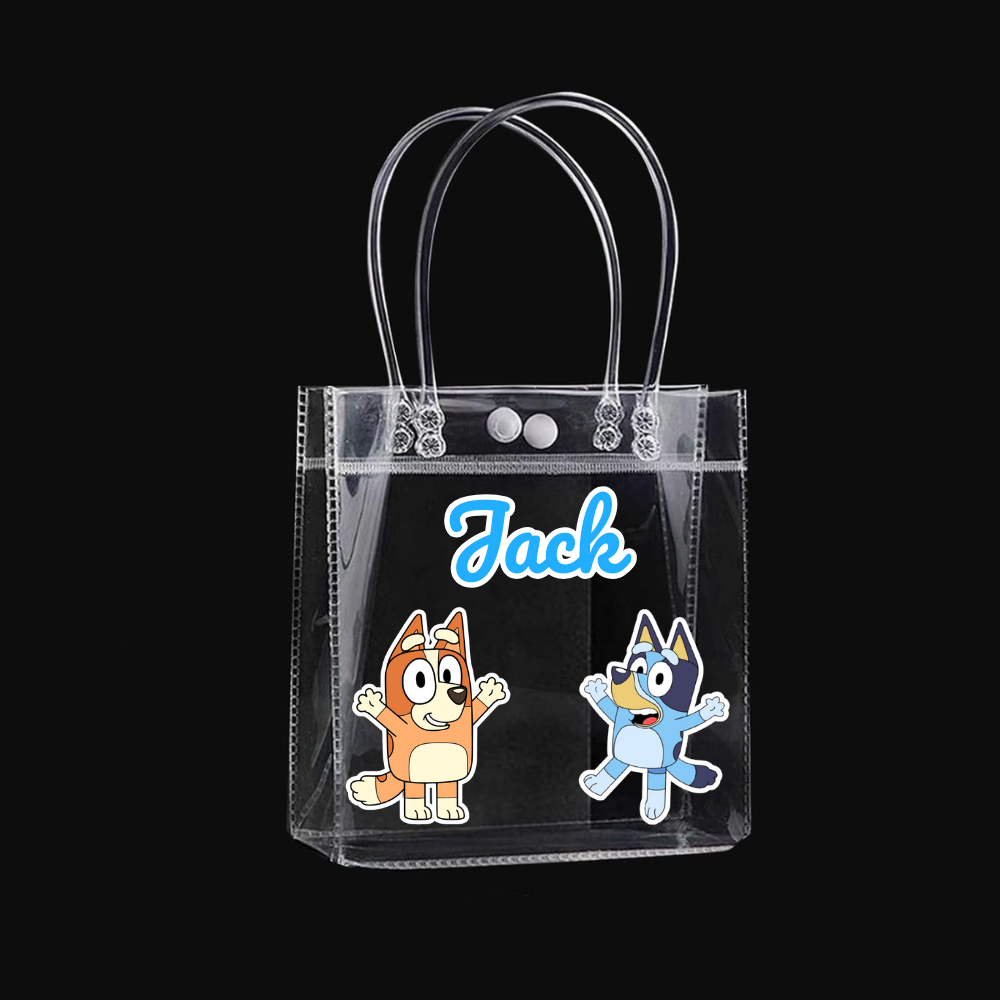 Personalized return gift party favor bags for kids with cartoon character and text of your choice