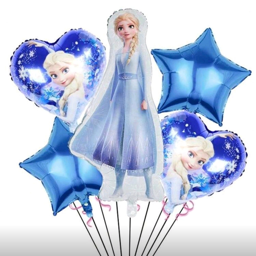 5 Pcs - Blue Frozen Helium Bunch - Anna Elsa