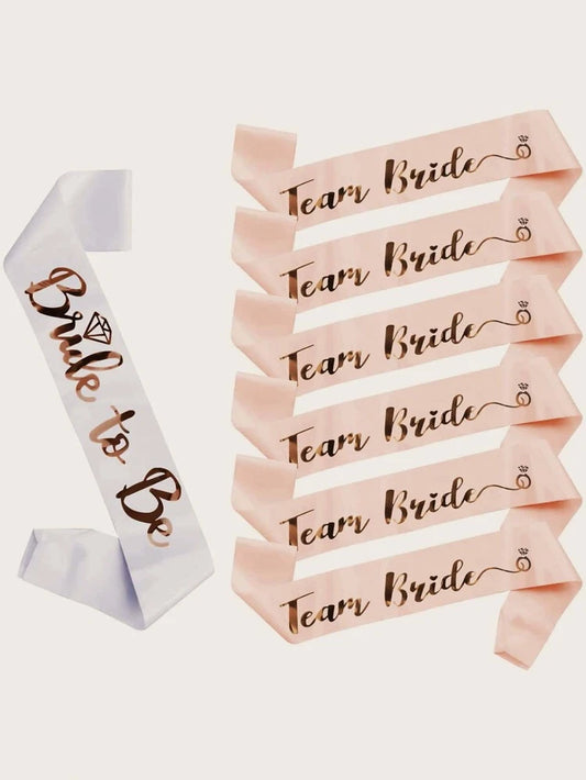 Bridal Shower Party Sash - bride to be and team bride - pack of 7