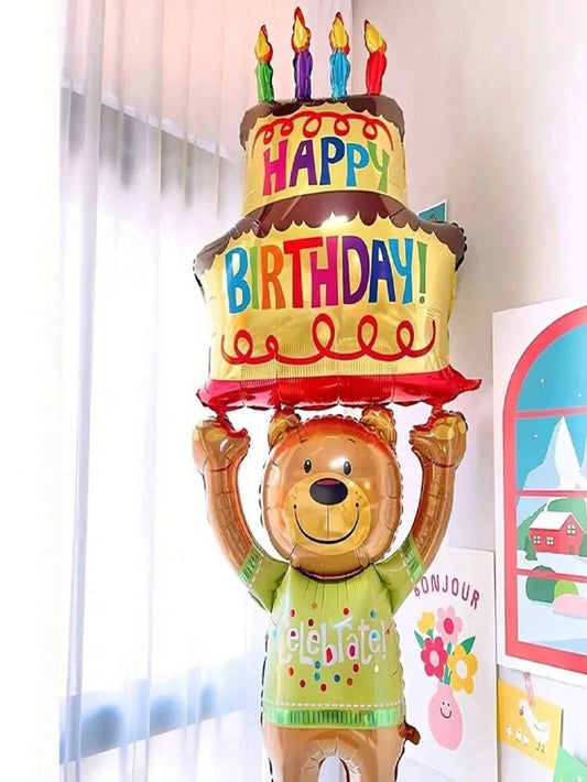 teddy bear Birthday Cake Foil Balloon