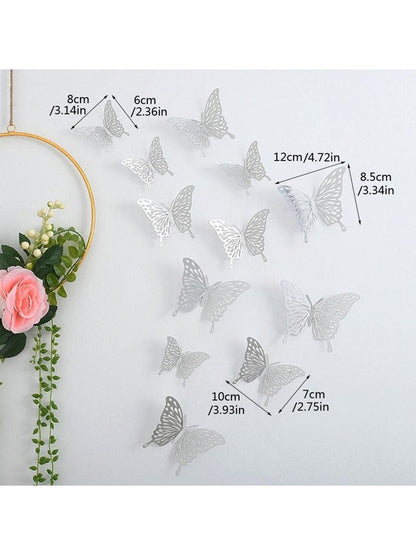 silver Butterfly decorations - pack of 12 with glue dots