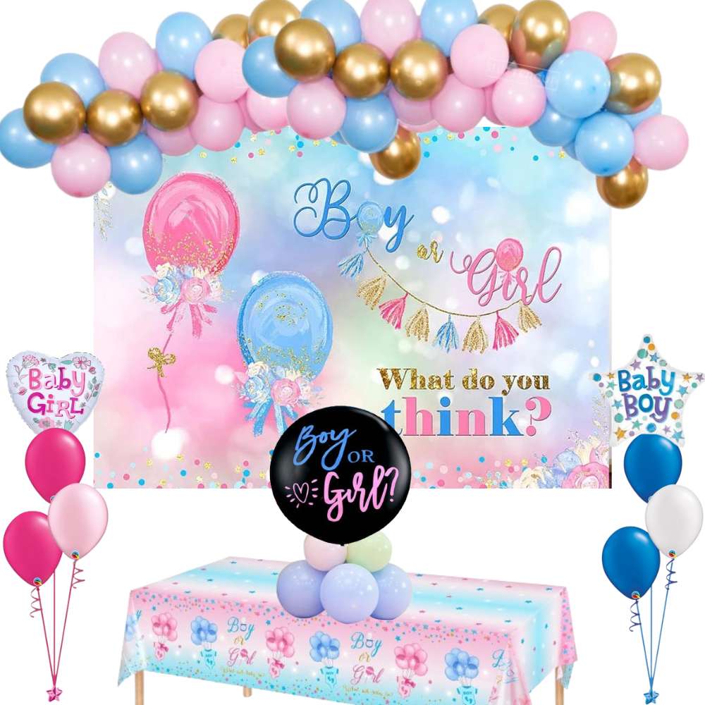 Gender Reveal Balloon Decoration Set β Boy or Girl Theme - Non Inflated