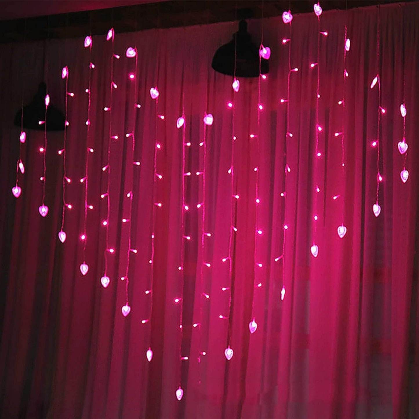 Heart-Shaped Curtain Light 124 LED