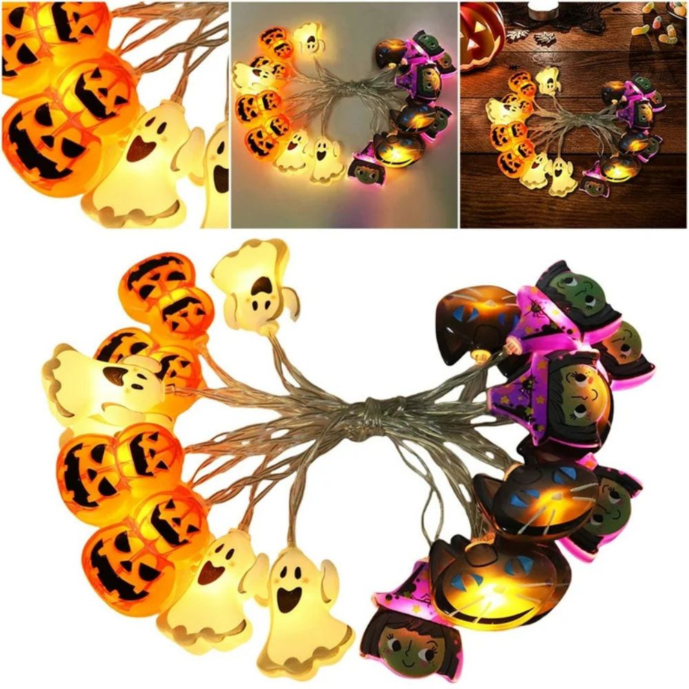 Fairy Lights Decorative LED String - cat, witch pendants