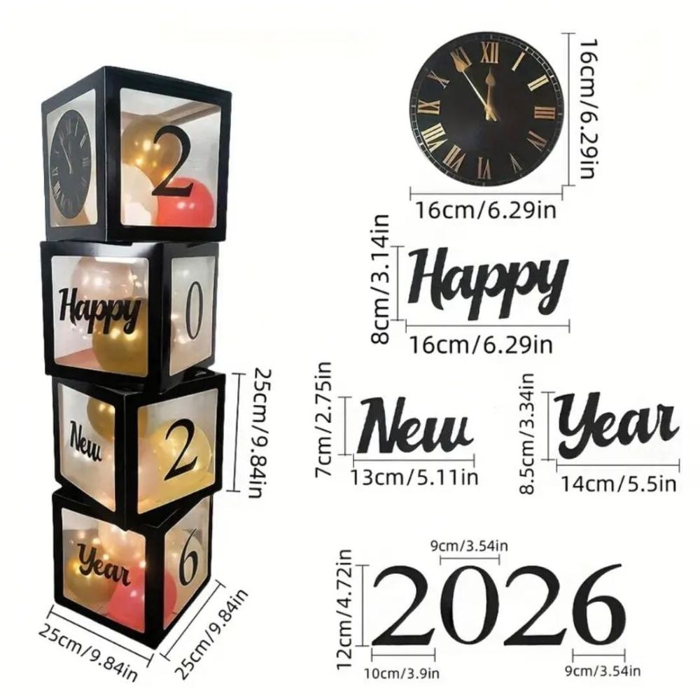 New Year Balloons Box - Pack of 4 Box