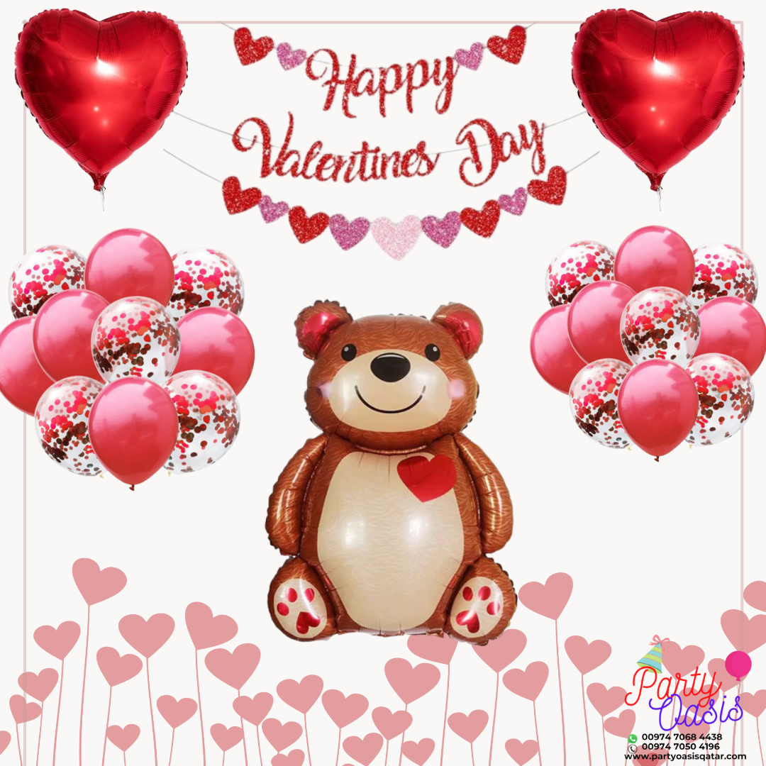 teddy valentine's day balloon decoration