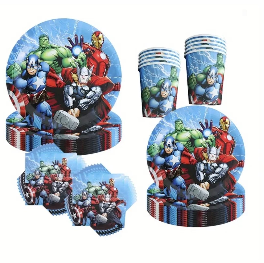 Avengers Super Hero Plate Cup Tableware Set Disposable - Serves 10
