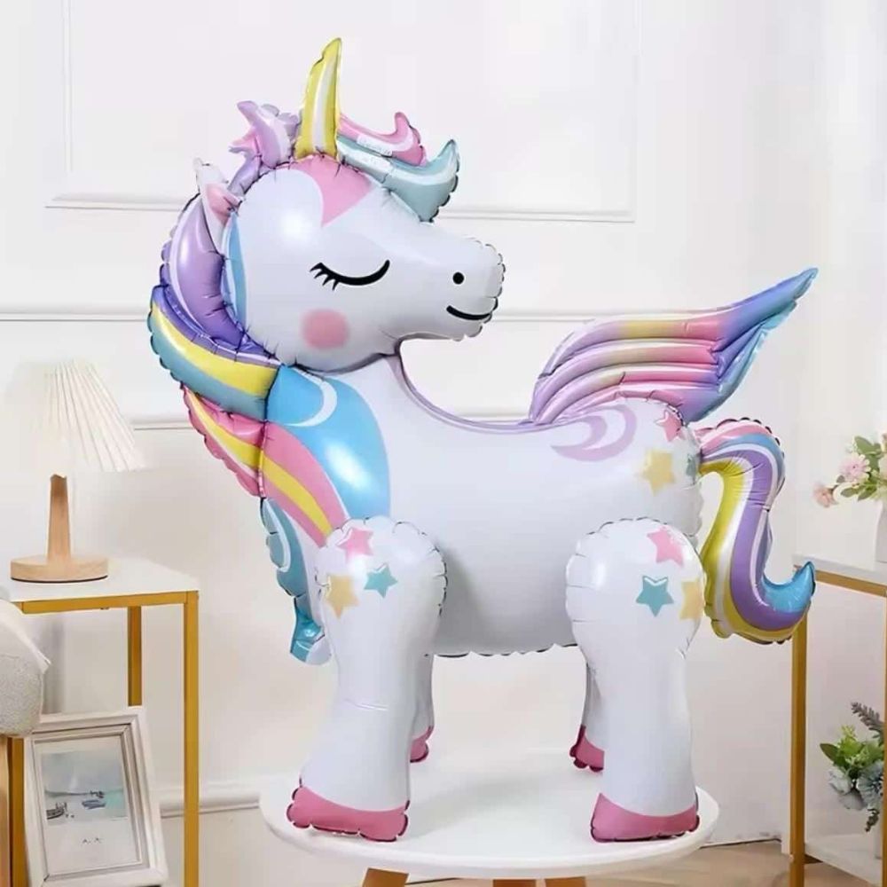 Unicorn 3D Stand Alone Foil Balloon 63 Cm Tall - Air Filled