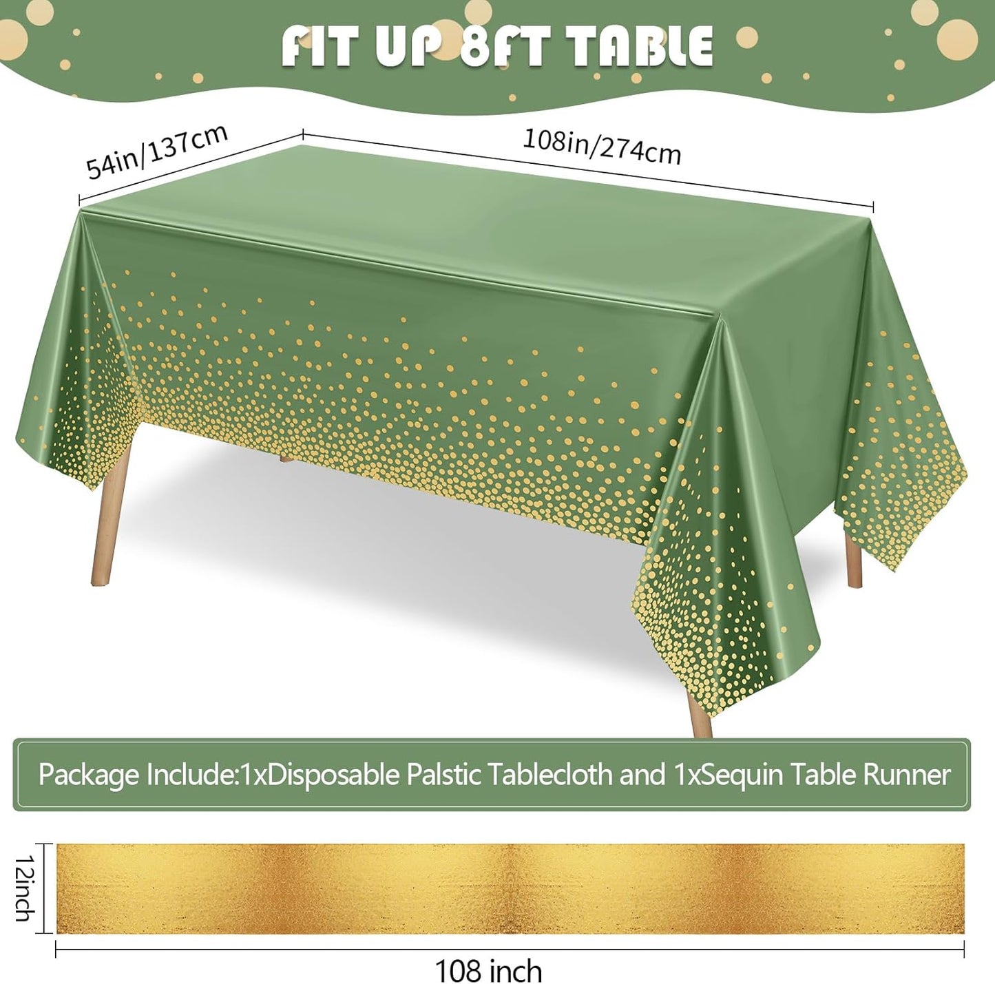 green table cover with golden confetti