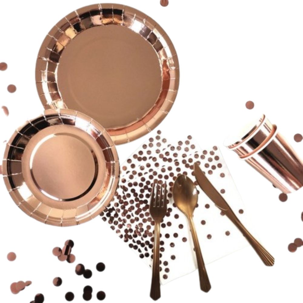 Rose Gold Party Set Plate Cup Table Ware – Serves 10