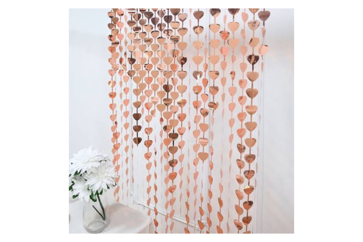 Rosegold Heart Curtain Foil 1m x 2m