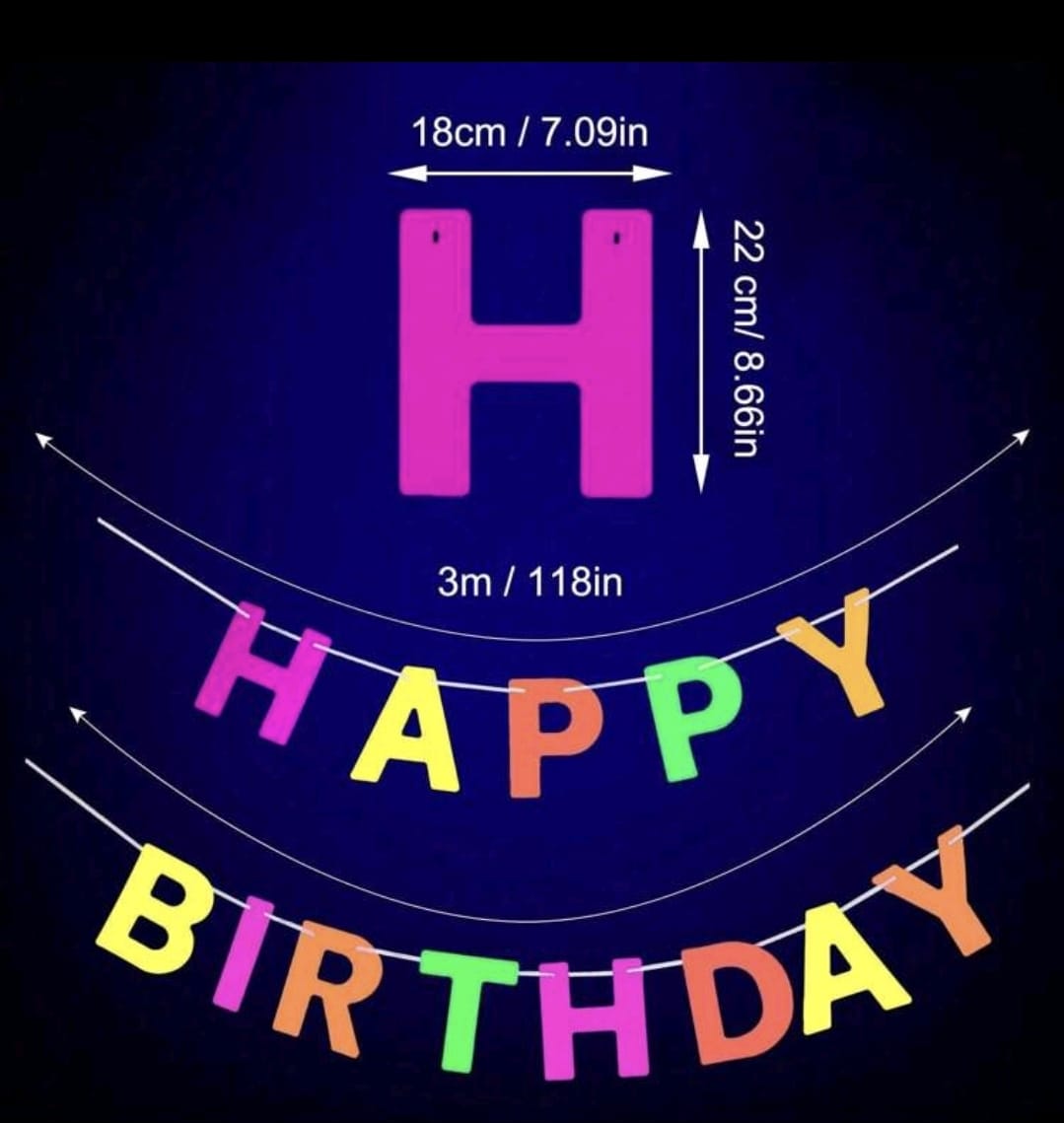 Glow in the dark happy birthday banner