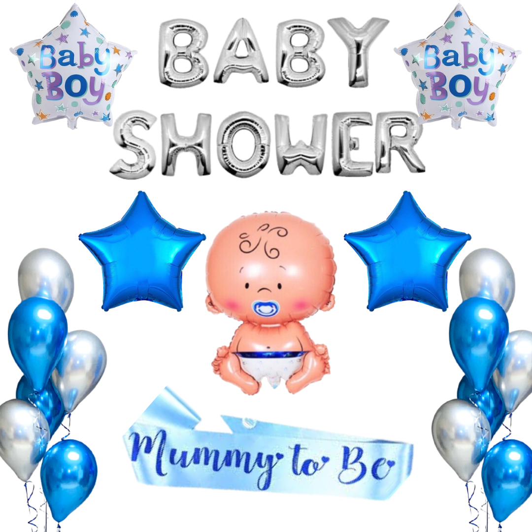 Baby shower blue silver theme