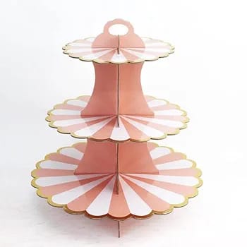 Peach white cup cake stand