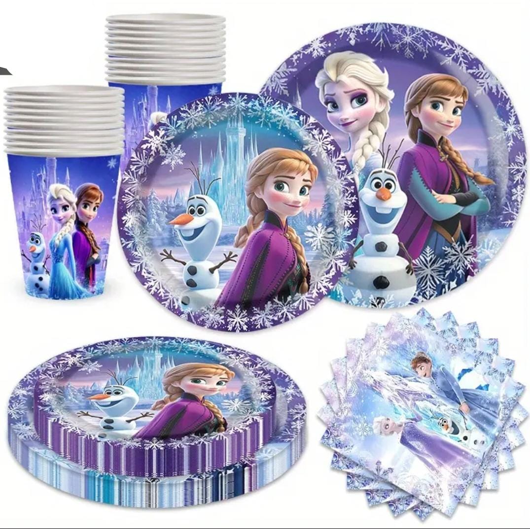 Frozen Anna Elsa Plate Cup Tableware Set - Serves 10
