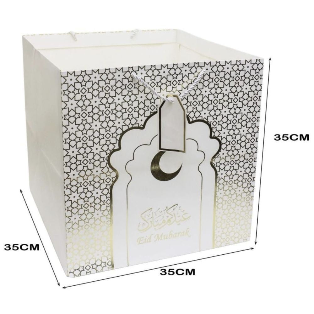 Eid Mubarak Large Gift Bag - White - 1 pc