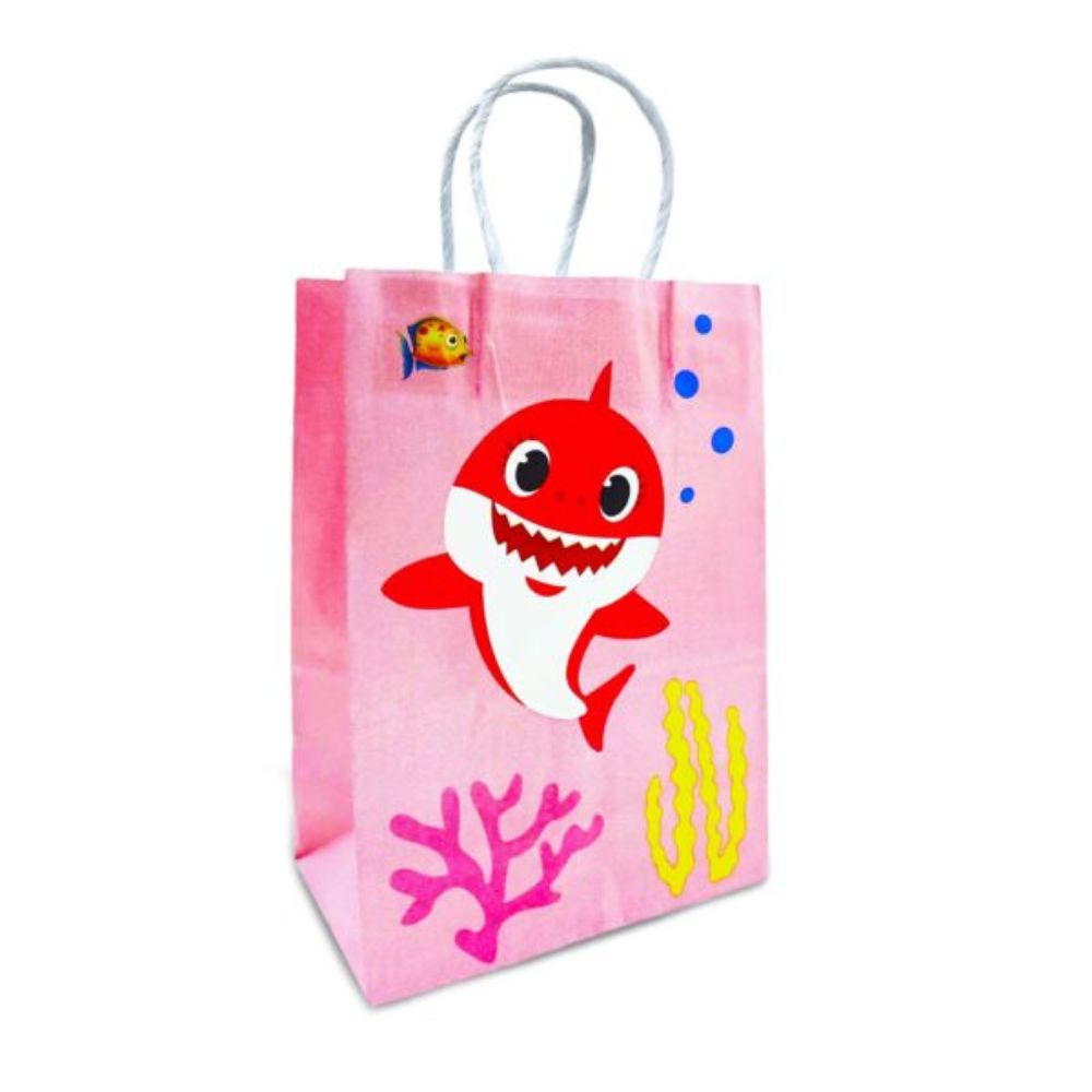 Pink Baby Shark Kraft Bag Pack of 6