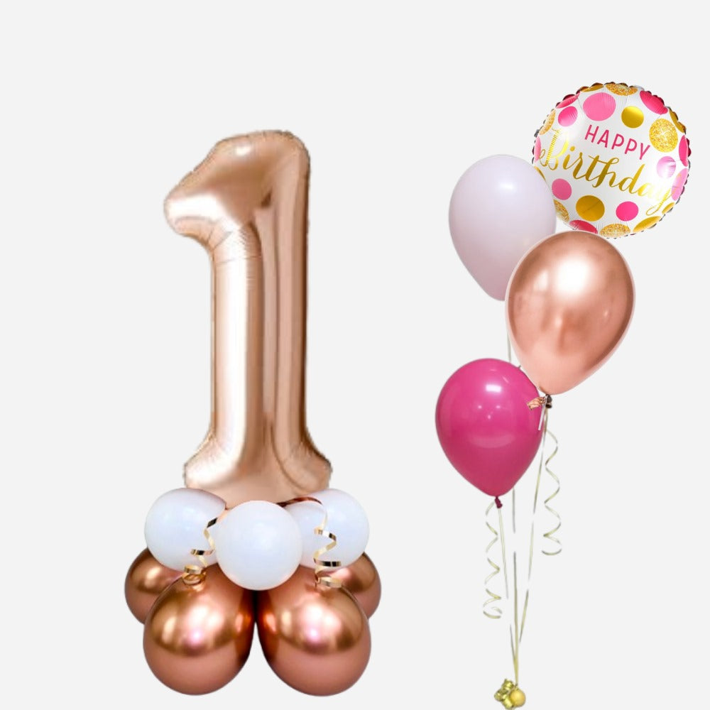 balloon bouquet with helium bunch - black and gold