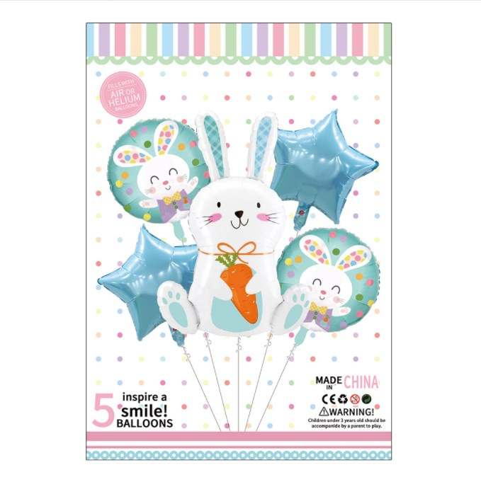Easter foil balloons - pack of 5 -blue