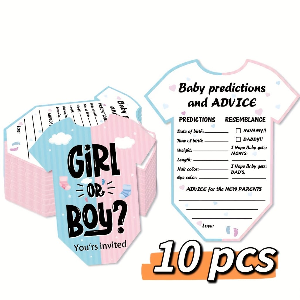 Boy or girl gender reveal game card for guest advice