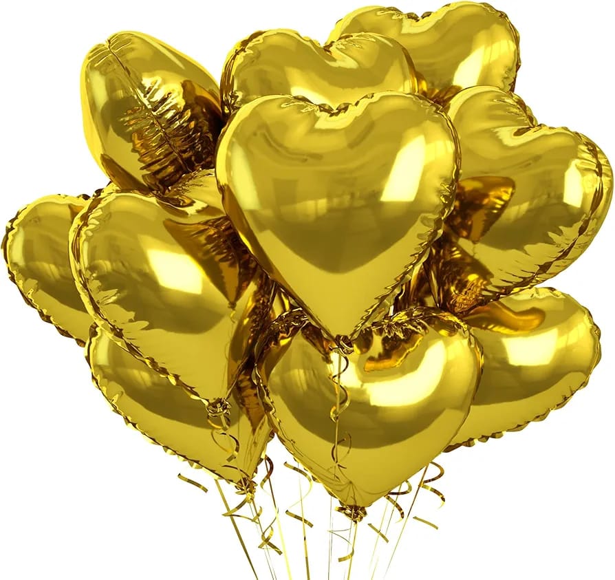 Gold Heart Foil Balloons 18 Inches