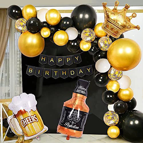 Black and gold Birthday Decoration Set