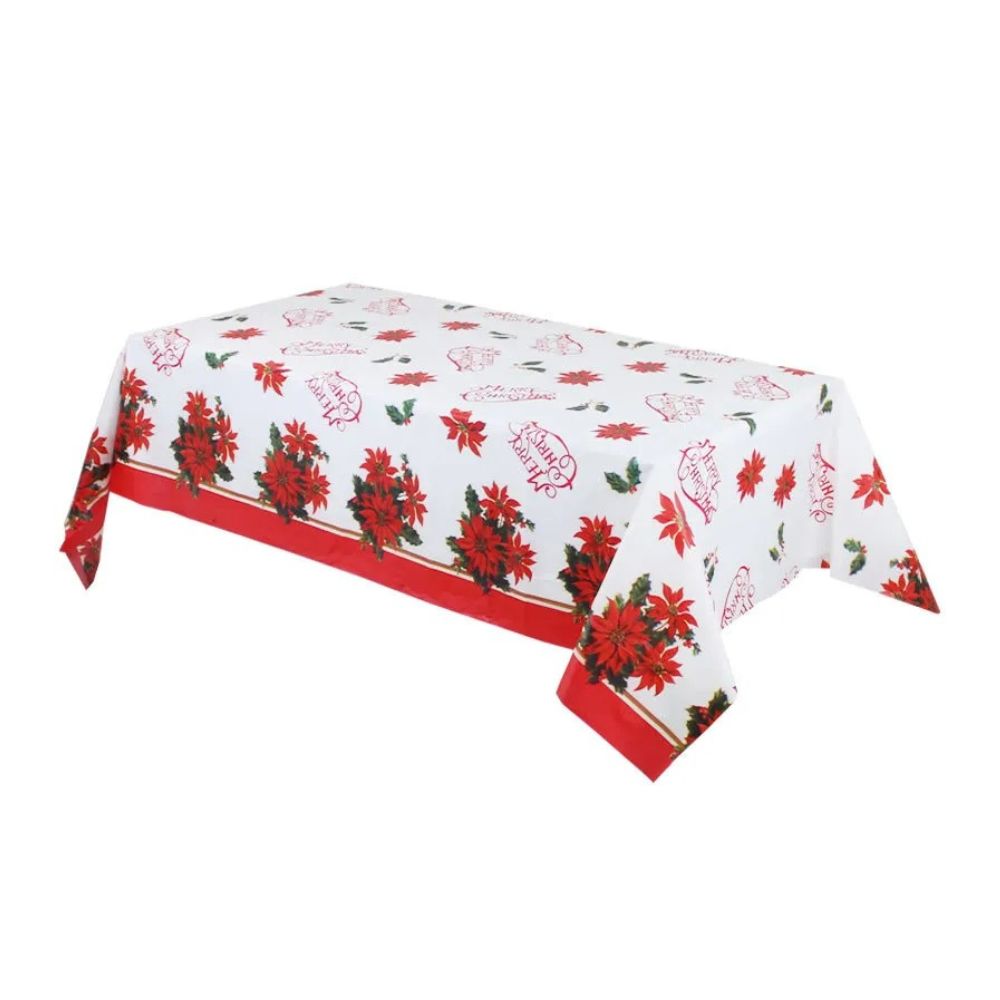 Merry Christmas Table Cover - White Red