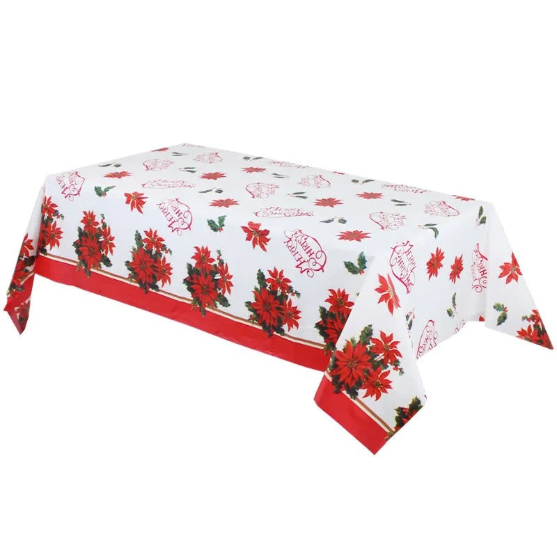 Merry Christmas Table Cover - White Red