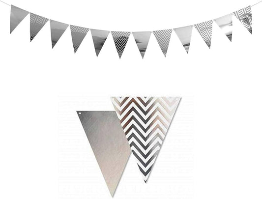 Silver Zig zag triangle bunting banners