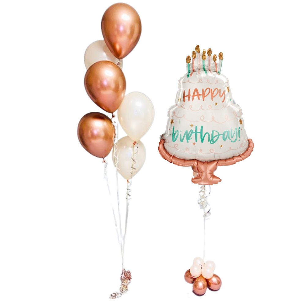 rosegold and pearl white helium bunch