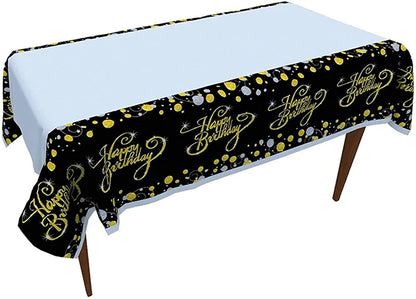 Black gold birthday Confetti Rectangular Table Covers