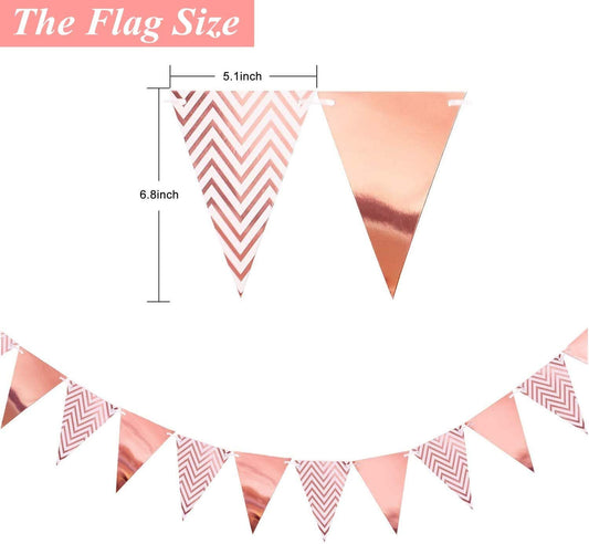 Rosegold Zig zag triangle bunting banners