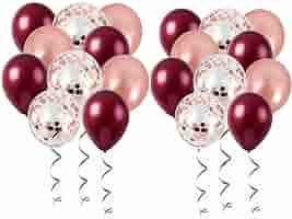 burgundy, rosegold and confetti balloons