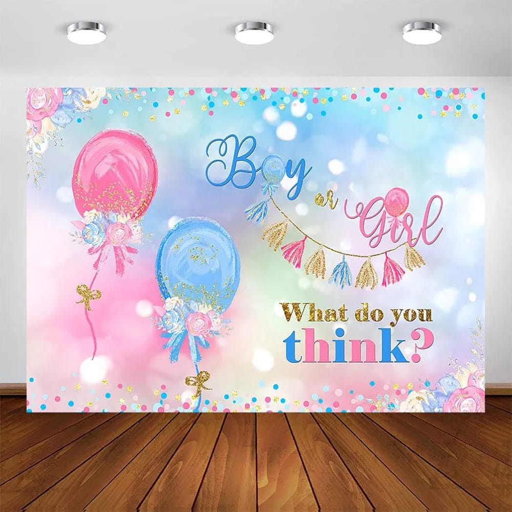 Boy or girl backdrop poster