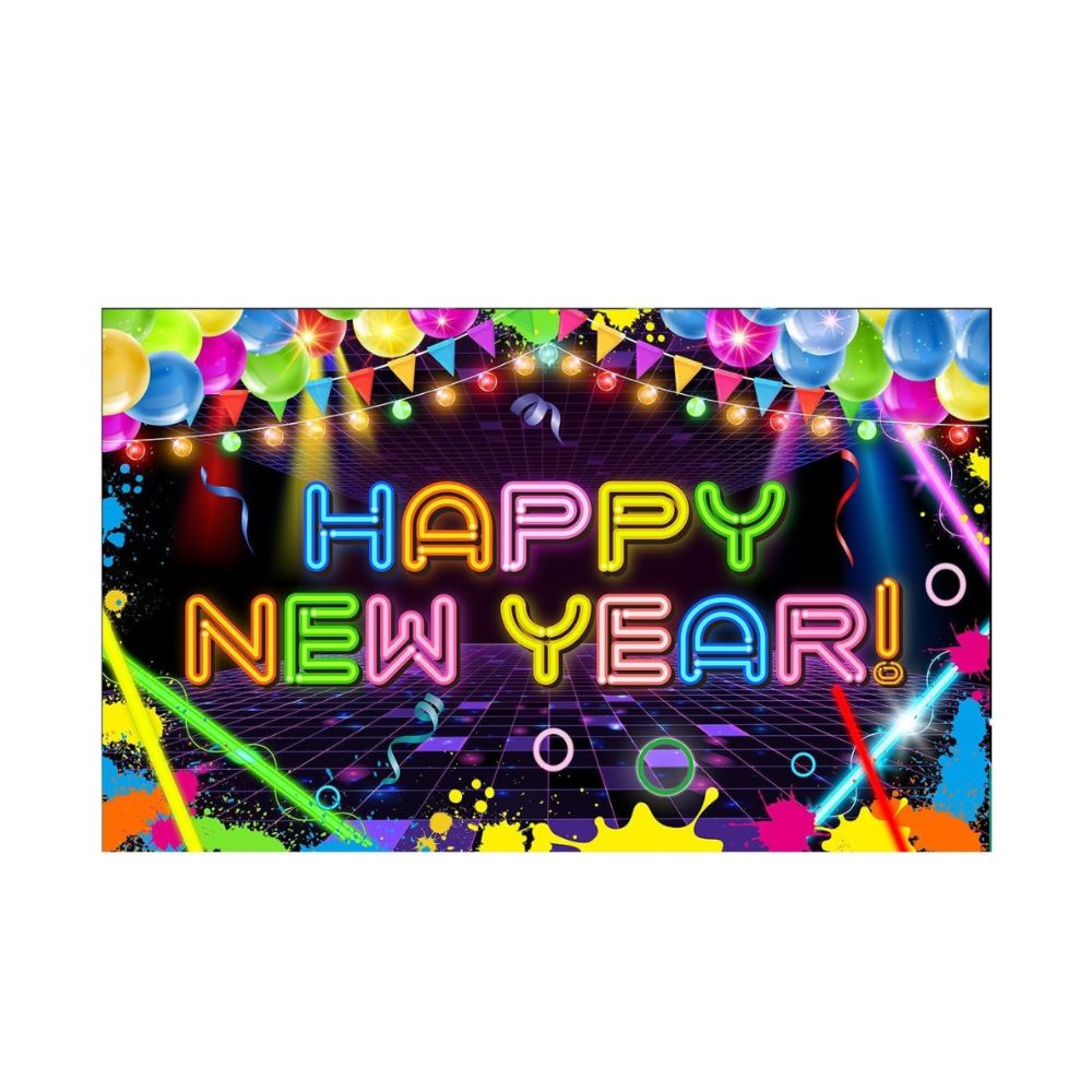 Neon Happy New Year Banner