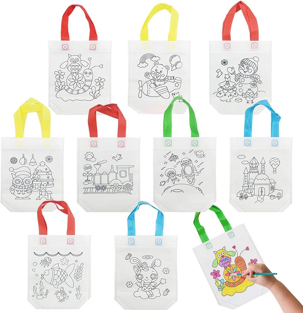 6 Reusable Coloring Goodie Bags with sketch pens