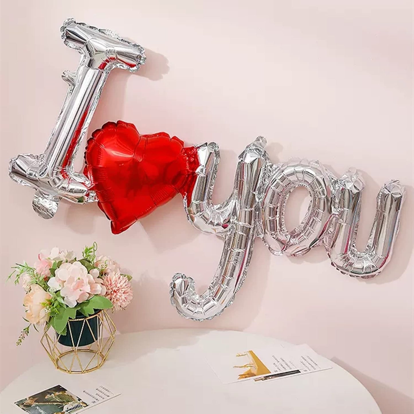 i love you foil balloon - non inflated supports air