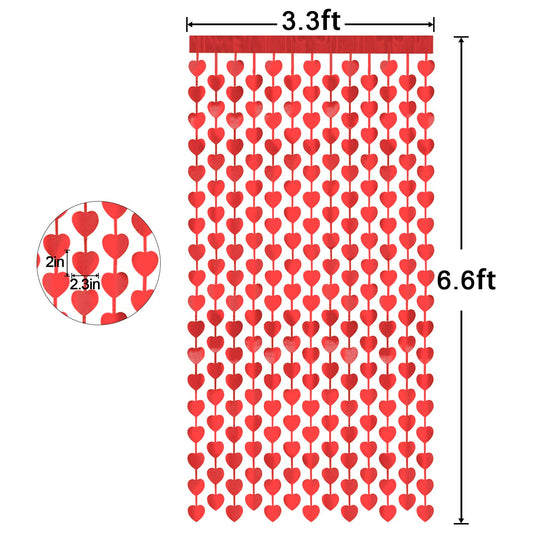 2*1M Backdrop Curtain foil  - Red heart