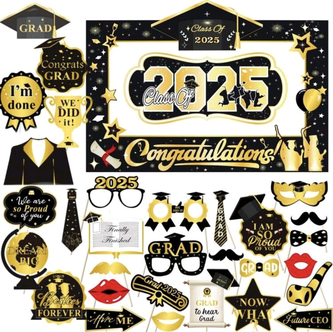 Graduation photo frame and photo props set
