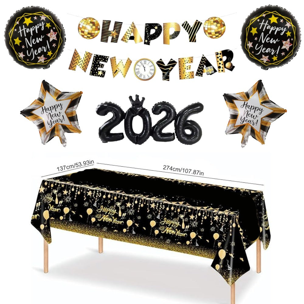 New Year 2026 Simple Decoration Black