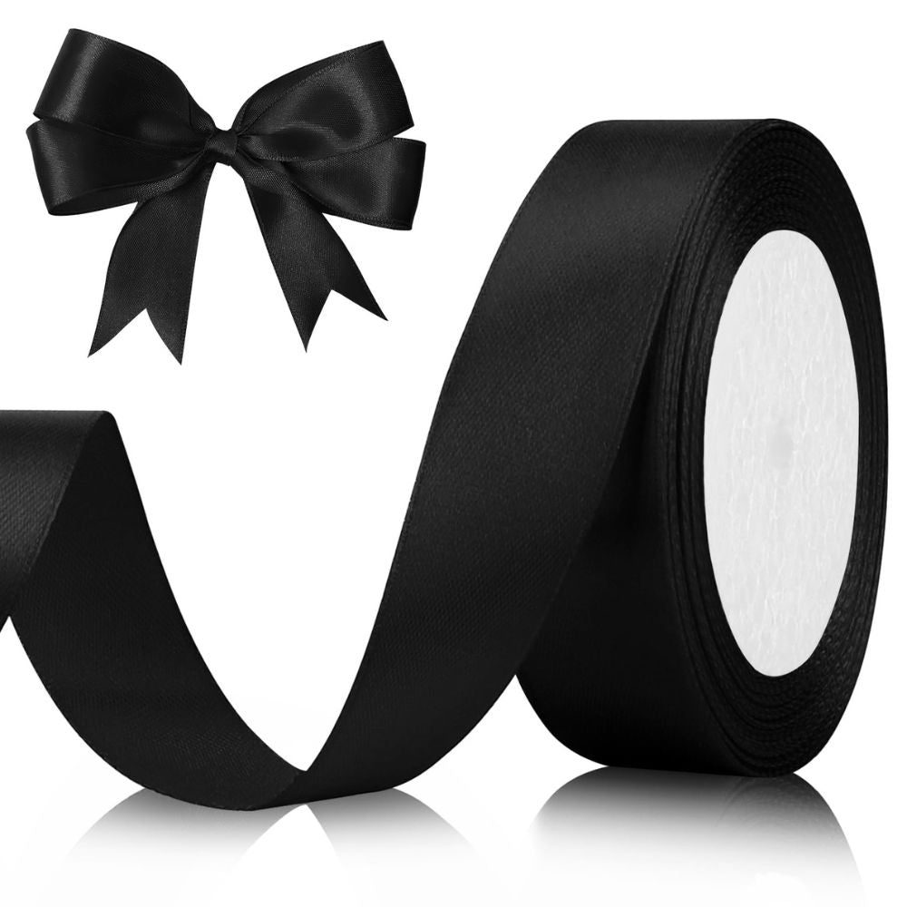 Black Satin Ribbon Roll Approx. 20mm - 22m/Roll