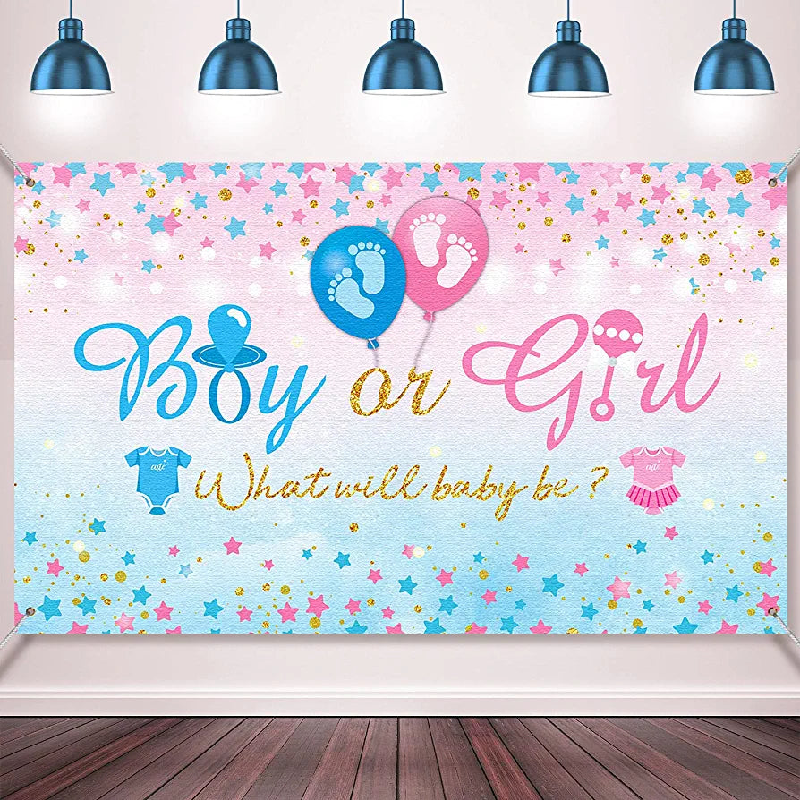 gender reveal back drop 7ft x 5ft