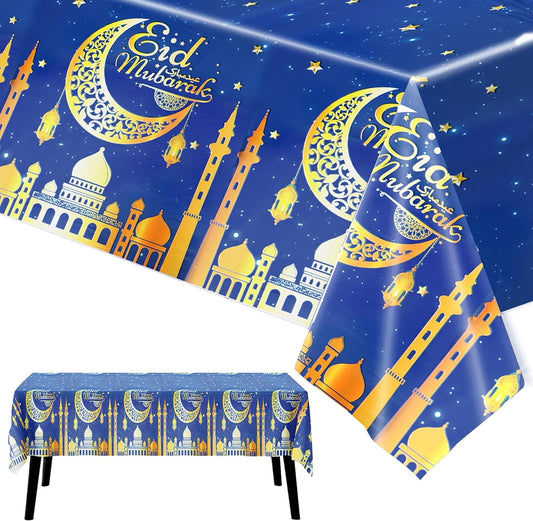 Eid Mubarak table cover - blue